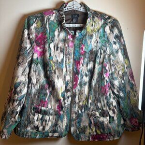 RQT Woman Plus Size 2X Multicolor Abstract Zip Jacket Lightweight Stretch